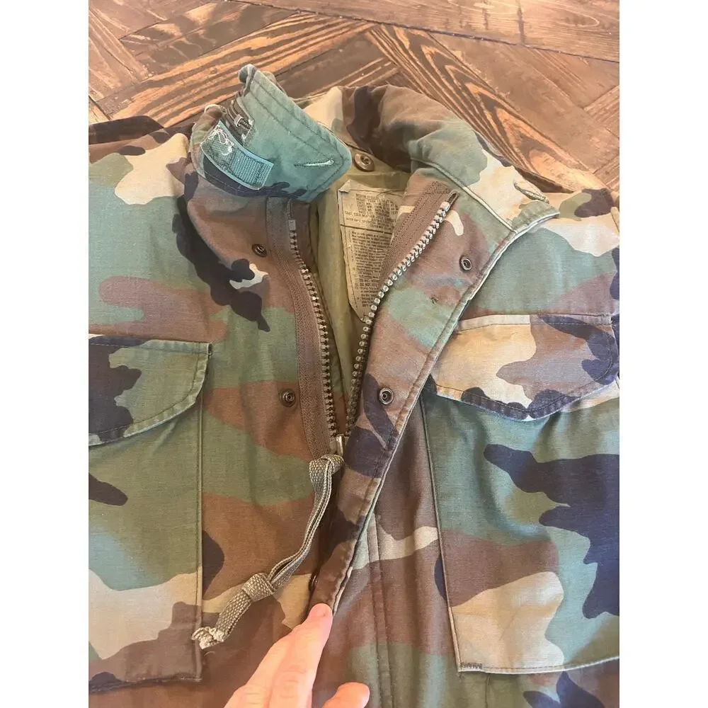 US Military Camo Hooded Jacket Men Medium Hunting Utility Tactical Work Outdoor